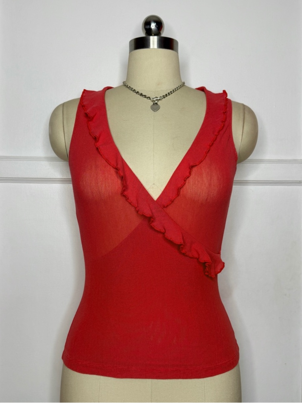 Moda International coral mesh top